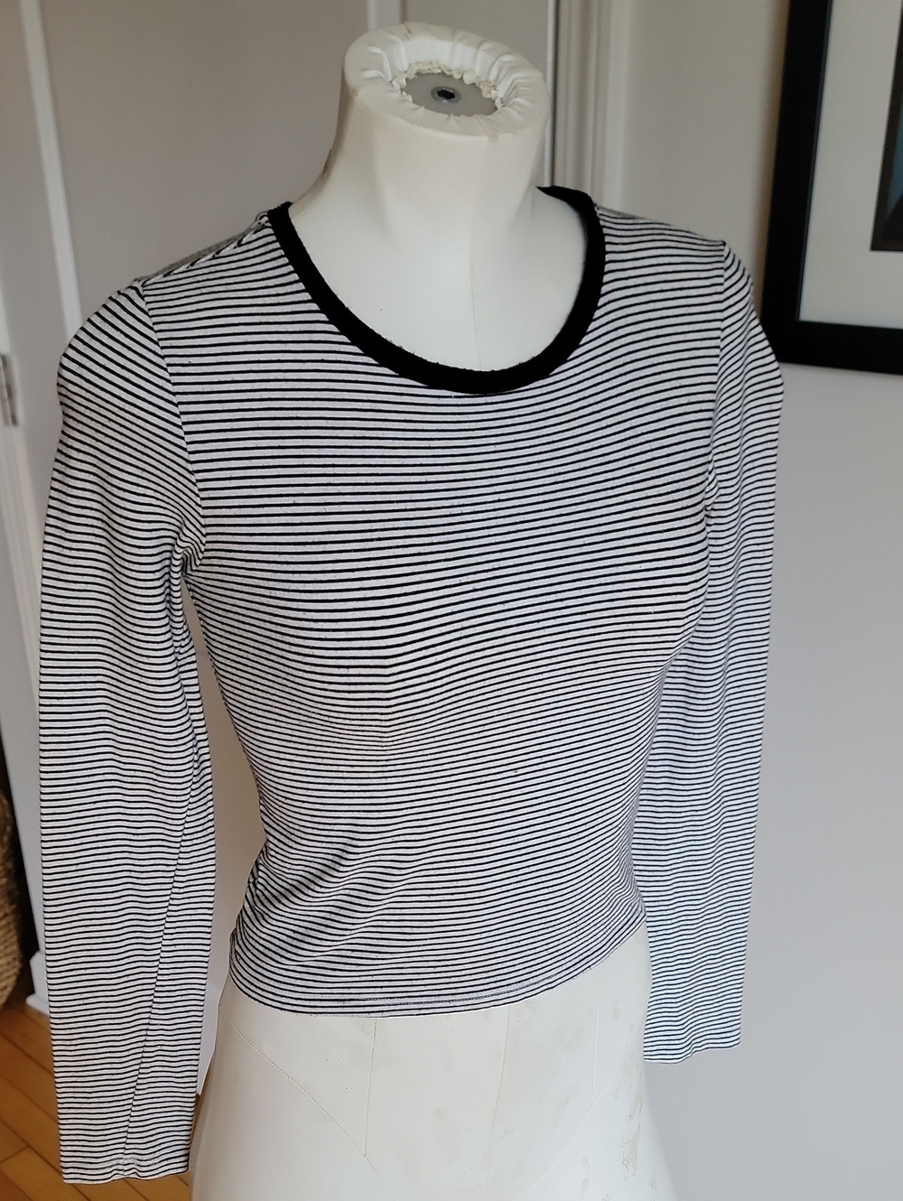 PacSun Heart & Hips Striped Crew Neck Long Sleeve Crop Top Small S